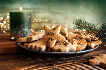 Christmas cookies with candle light