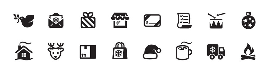 Christmas, Holiday, and Winter Icon Set (vector icons)
