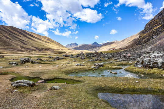 Stunning Andean mountain landscapes in the Chillca Valley. Ausungate, Cusco, Peru