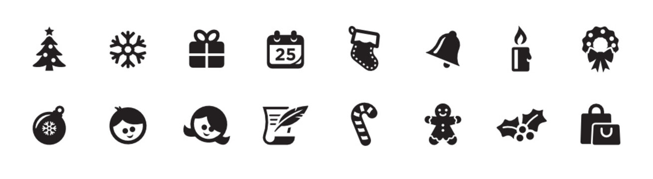 Christmas, Holiday, and Winter Icon Set (vector icons)