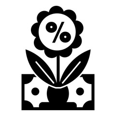 Money percent flower icon. Simple illustration of money percent flower vector icon for web design isolated on white background