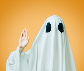White ghost wave a hand.