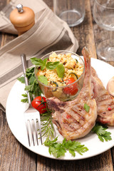 grilled lamb chop, crumble vegetable and spices