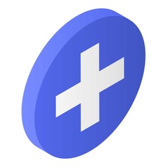 Obraz premium Blue circle plus icon. Isometric of blue circle plus vector icon for web design isolated on white background