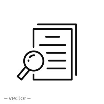 case study icon, research analysis, marketing, thin line web symbol on white background - editable stroke vector illustration eps 10