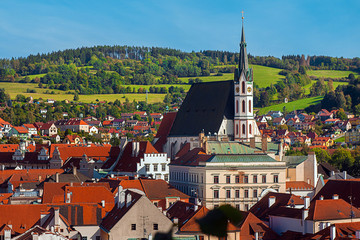 View on panorama of city Cesky Krumlov, Czech republic