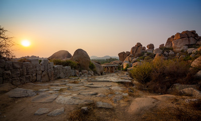 Sunset from Hemakuta hill in Hampi, Karnataka, India