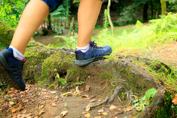 Detail shoes walking in forest