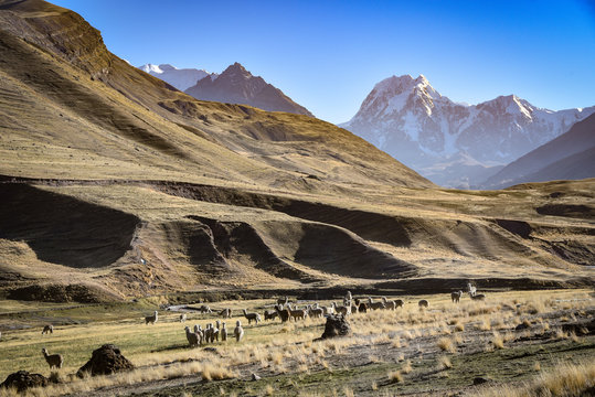 Stunning Andean mountain landscapes in the Chillca Valley. Ausungate, Cusco, Peru