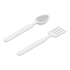 One use fork spoon icon. Isometric of one use fork spoon vector icon for web design isolated on white background