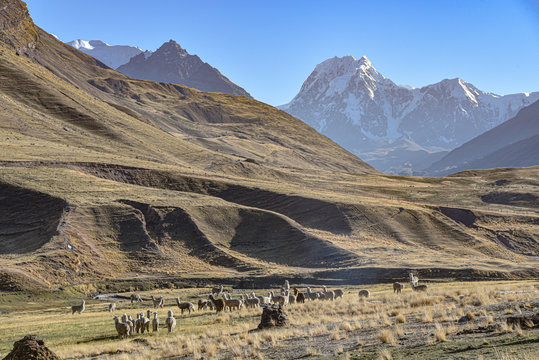 Stunning Andean mountain landscapes in the Chillca Valley. Ausungate, Cusco, Peru