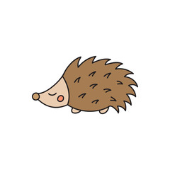 Hedgehog vector illustration. Cute hand drawn outlined forest hedgehog animal. Isolated graphic icon, cartoon character.