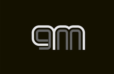 black and white line GM G M letter logo alphabet combination