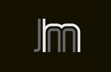 black and white line JM J M letter logo alphabet combination
