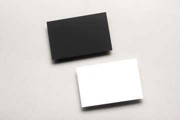 Business cards blank. Mockup on color background. Flat Lay. copy space for text.