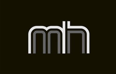 black and white line MH M H letter logo alphabet combination