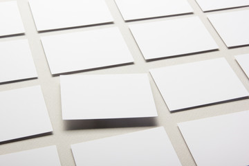 Business cards blank. Mockup on color background. Flat Lay. copy space for text.