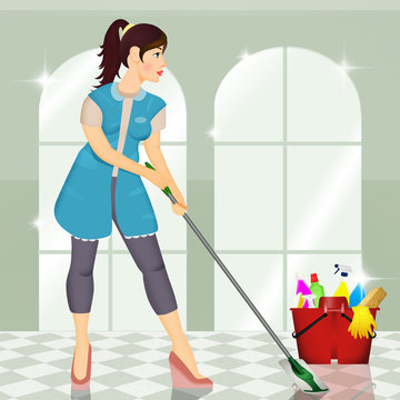woman from the cleaning company