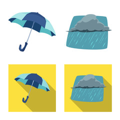 Isolated object of weather and climate logo. Collection of weather and cloud vector icon for stock.