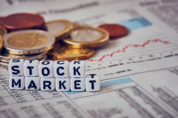 Word stock market designed from square letters