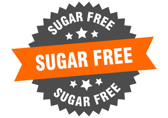 sugar free sign. sugar free orange-black circular band label