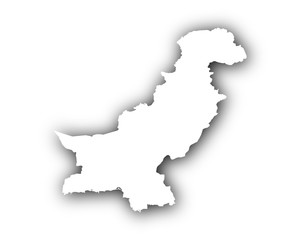 Fototapeta premium Karte von Pakistan mit Schatten