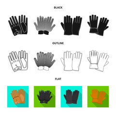 Vector illustration of glove and winter icon. Set of glove and equipment stock vector illustration.