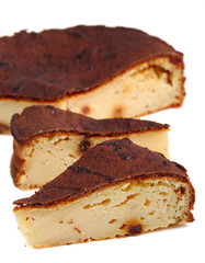 Cheesecake with raisins. Isolated on a white background.