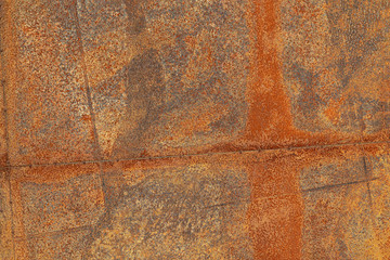 Grunge surface of a rusted sheet of metal, background, texture