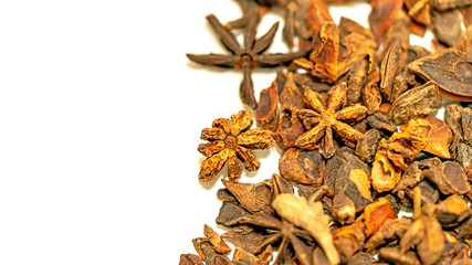 Isolated close up Star anise fruit with seed