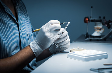 processing and correction of the dental crown. laboratory