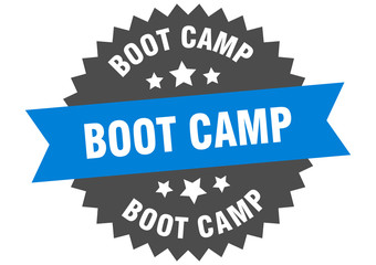 boot camp sign. boot camp blue-black circular band label