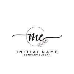 ME Beauty vector initial logo, handwriting logo.