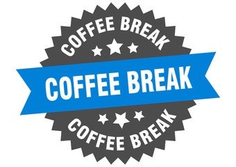 Fototapeta premium coffee break sign. coffee break blue-black circular band label