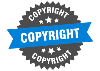 copyright sign. copyright blue-black circular band label