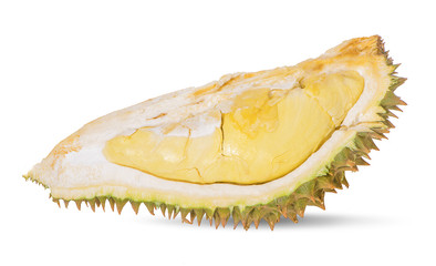 Durian and durian peels isolated from durian and isolated on white background.