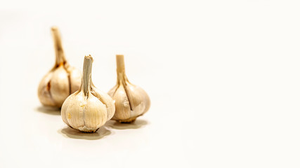 Isolated close up fresh garlic cloves