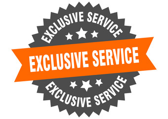 exclusive service sign. exclusive service orange-black circular band label