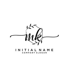 MK Beauty vector initial logo, handwriting logo.