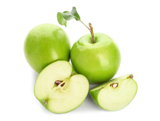 Fresh ripe apples on white background