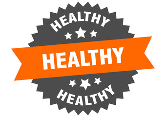 healthy sign. healthy orange-black circular band label