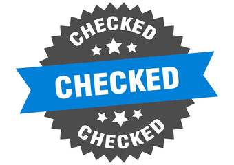 Fototapeta premium checked sign. checked blue-black circular band label