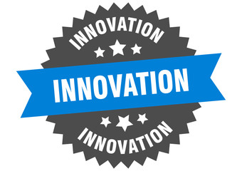 innovation sign. innovation blue-black circular band label
