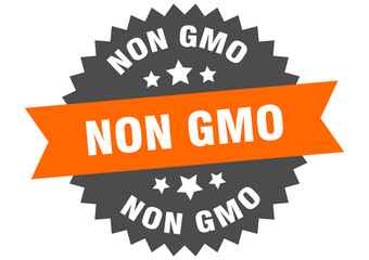 non gmo sign. non gmo orange-black circular band label