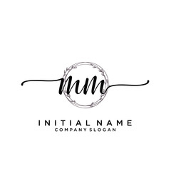 MM Beauty vector initial logo, handwriting logo.