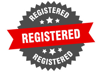 registered sign. registered red-black circular band label