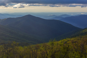 A view of Terrapin mountain and Blue Ridge foothills from the Blue Ridge Parkway near Bedford, Virginia