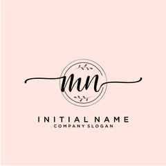 MN Beauty vector initial logo, handwriting logo.