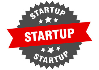 startup sign. startup red-black circular band label