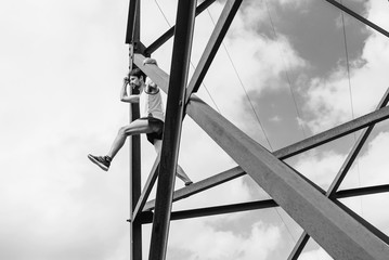 male athlete of Caucasian appearance with a beard in outdoor sports, live style, workout